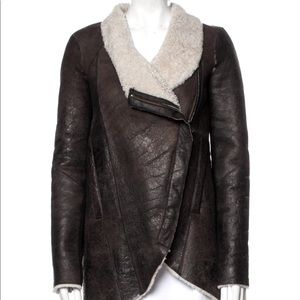 Helmut Lang shearling fur asymmetrical jacket